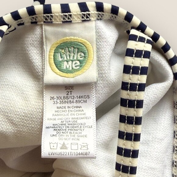 Little Me Navy Striped Polka Dot Tutu Swimsuit Size 2T One Piece Bathing Suit - Picture 3 of 3